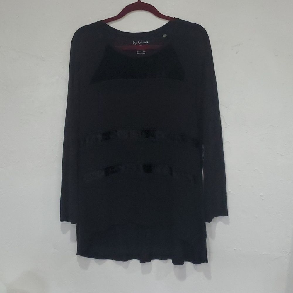Chicos Soft Top with Velour Accents